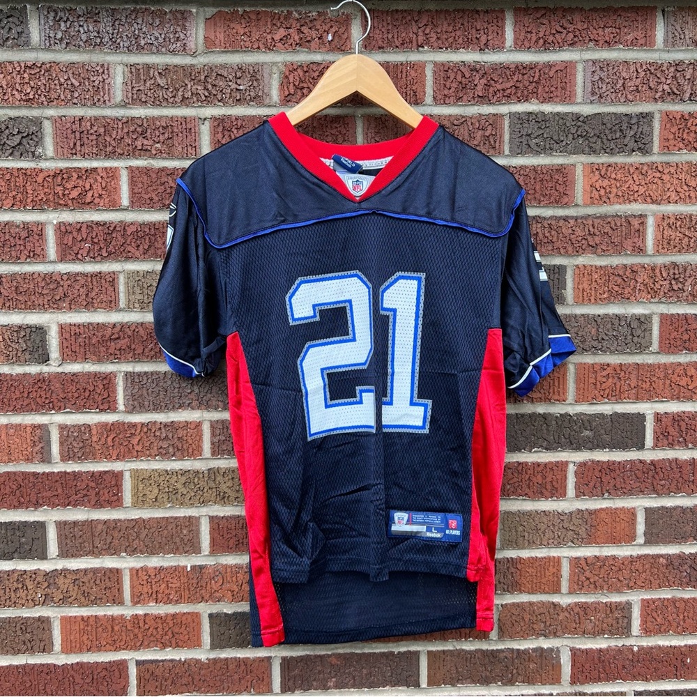 Reebok NFL Apparel Navy Blue and Red Spiller #21 Short Sleeve Football Jersey